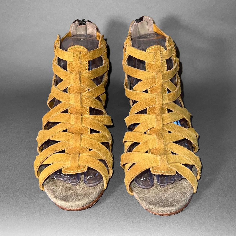 Mustard Yellow Suede Gladiator Sandals